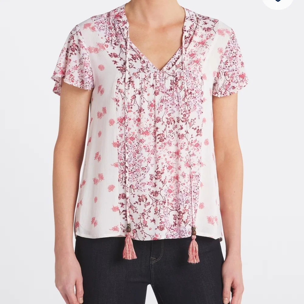 Chic Floral Pink Blouse for Women - Picture 1 of 6